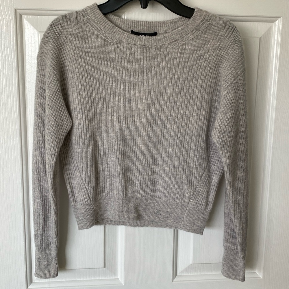 Aqua Girls 100% Cashmere Sweater Heather Grey Size Small